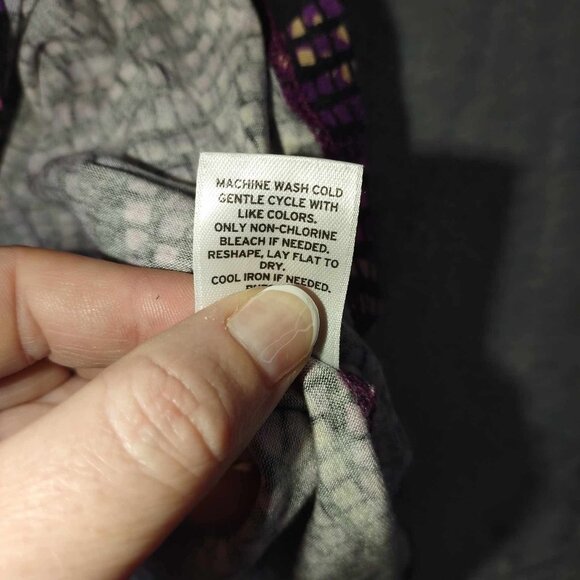 Halogen Women's S Purple Vibrant Y2K Babydoll Abstract Geometric Stretchy Blouse - Picture 9 of 11